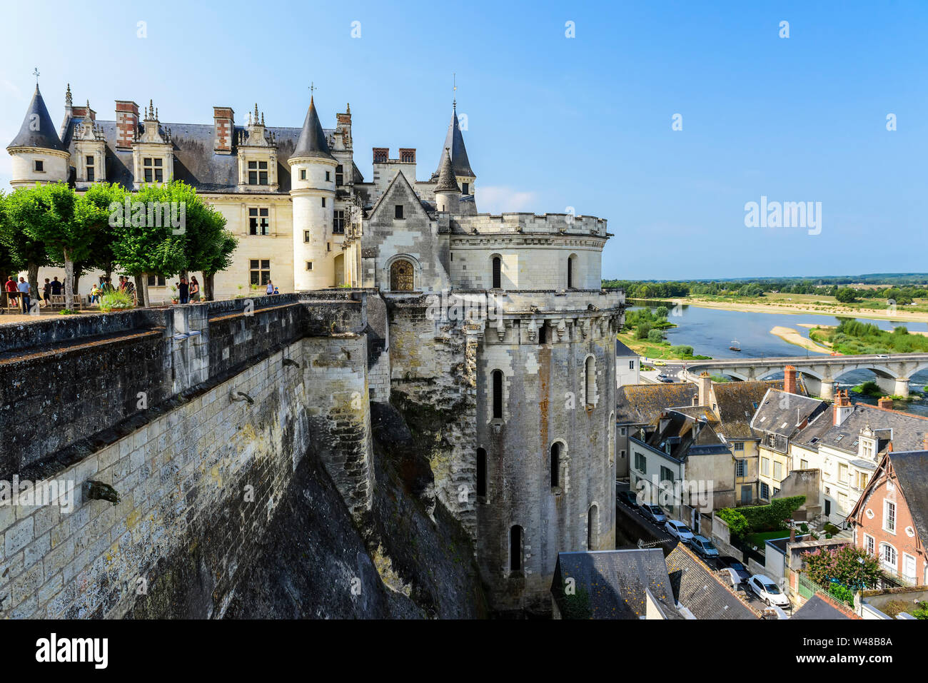 Il castello di Amboise è situato nella Valle della Loira in Francia. Incluso nella top ten dei migliori castelli della Valle della Loira. Foto Stock