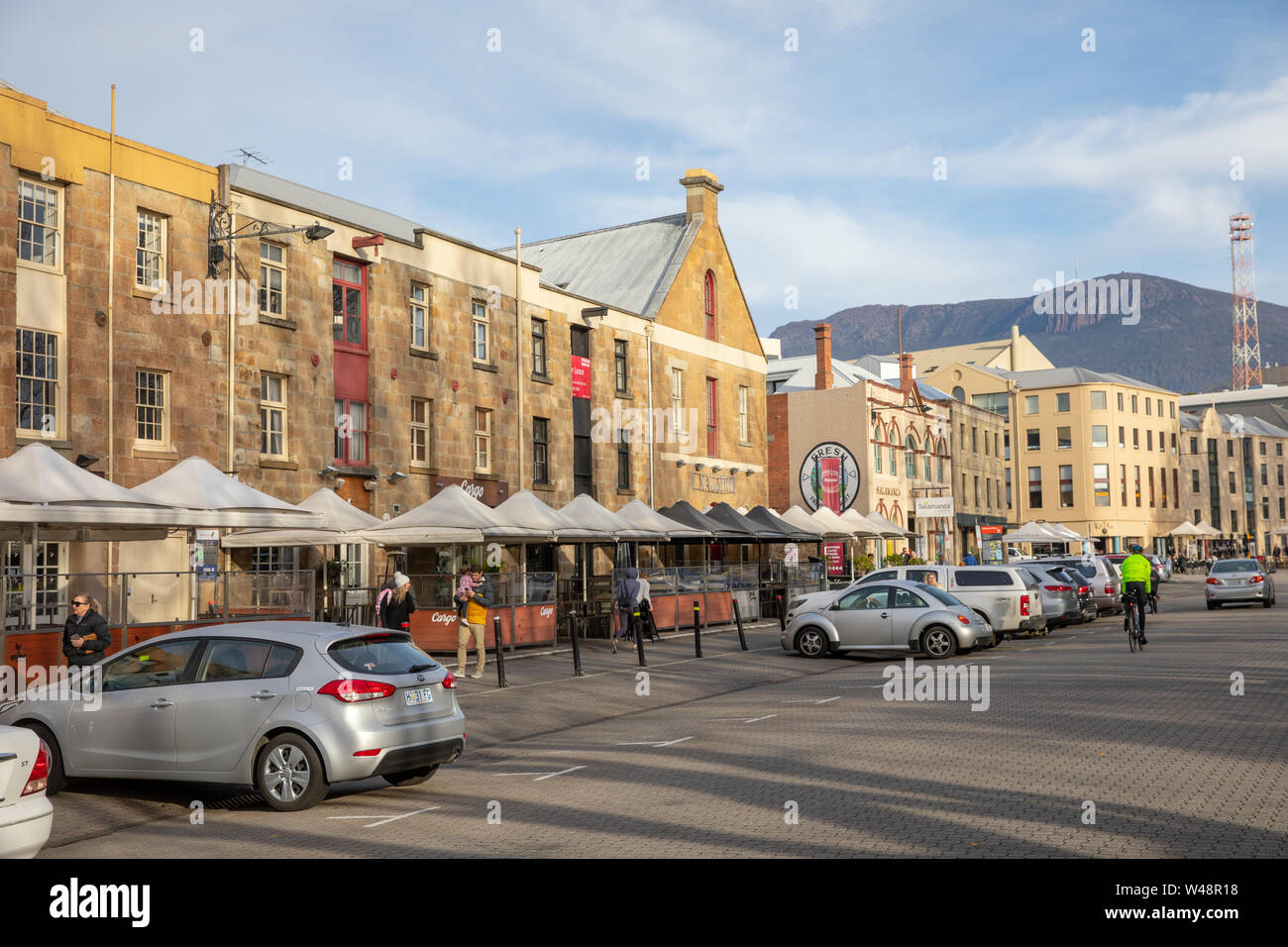 Hobart Salamanca Place in Hobart centro,Tasmania, Australia Foto Stock