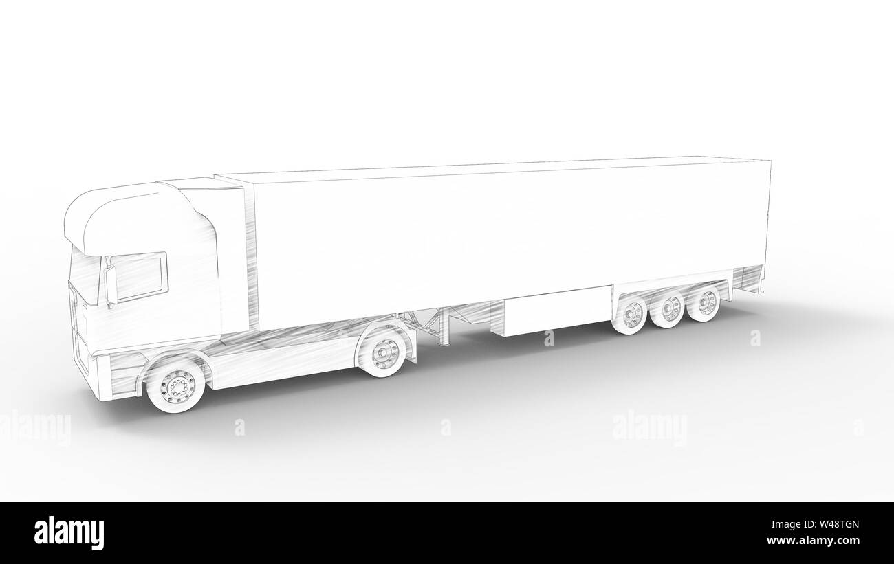 3D rendering di un trasporto camion Cargo isolato in uno sfondo bianco Foto Stock