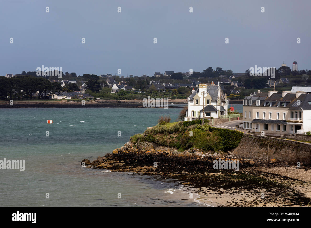 La pesca costiera village, Brittany, Francia Foto Stock