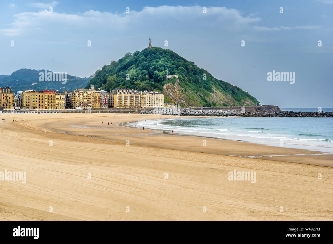 Zurriola beach in San Sebastian Donestia Foto Stock
