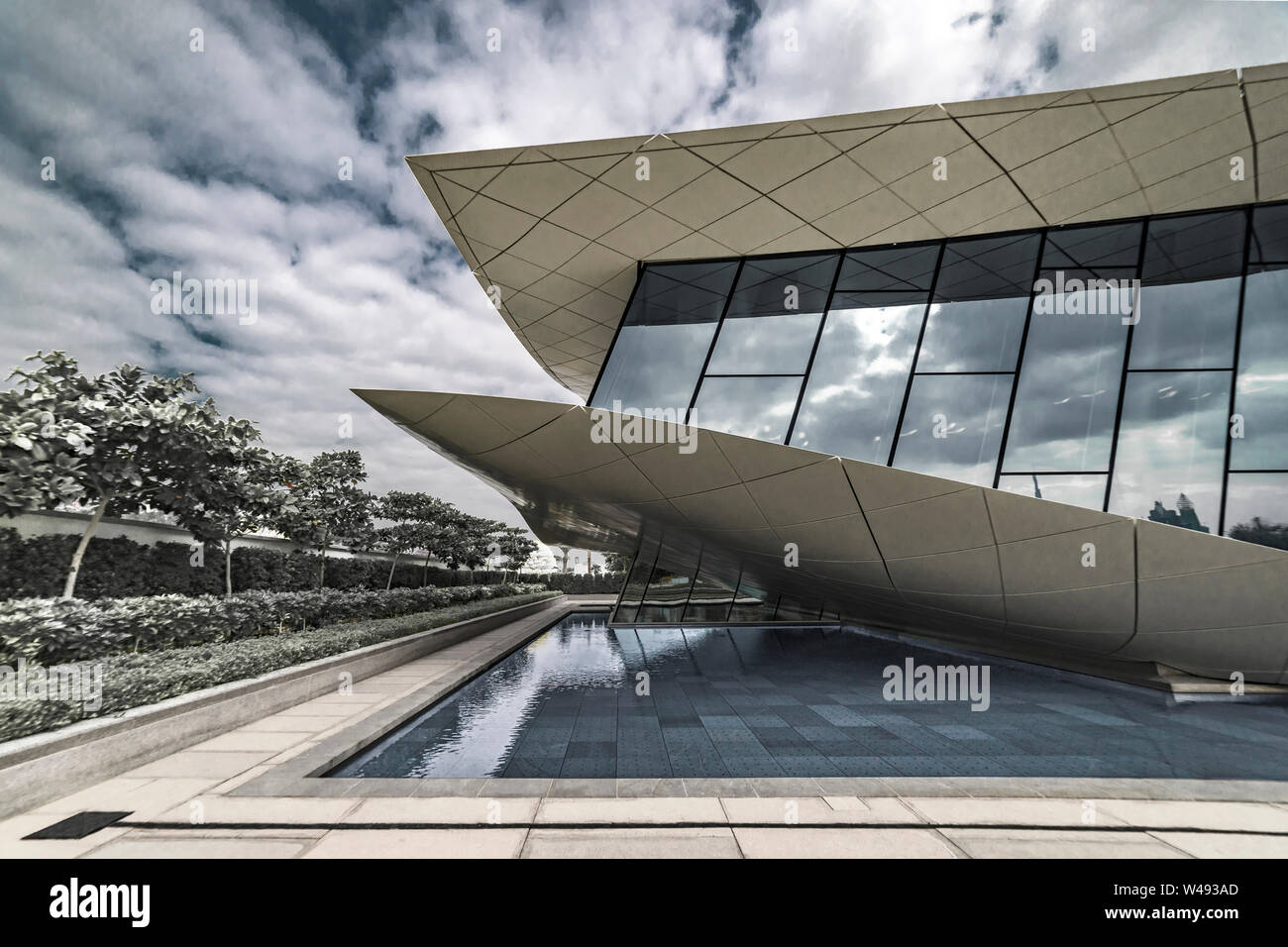 Museo dell'Unione, Etihad, Dubai, Regno emirato Arabo - Gen4, 2018: l'Ala Bianca del padiglione dell'Etihad Museum Foto Stock