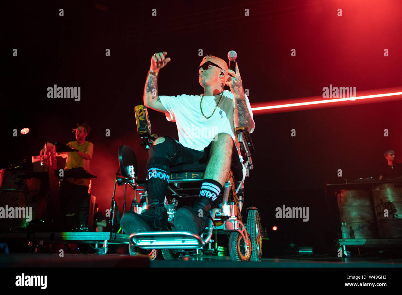 Salmo esegue sul palco di lucca summer festival in piazza Napoleone a Lucca davanti ai suoi tifosi. (Foto di Stefano Dalle Luche / Pacific Stampa) Foto Stock