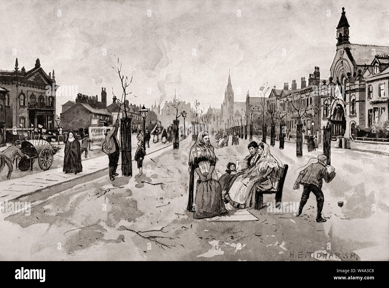 Broad Street, Pendleton, Greater Manchester, Inghilterra, Regno Unito, secolo XIX Foto Stock
