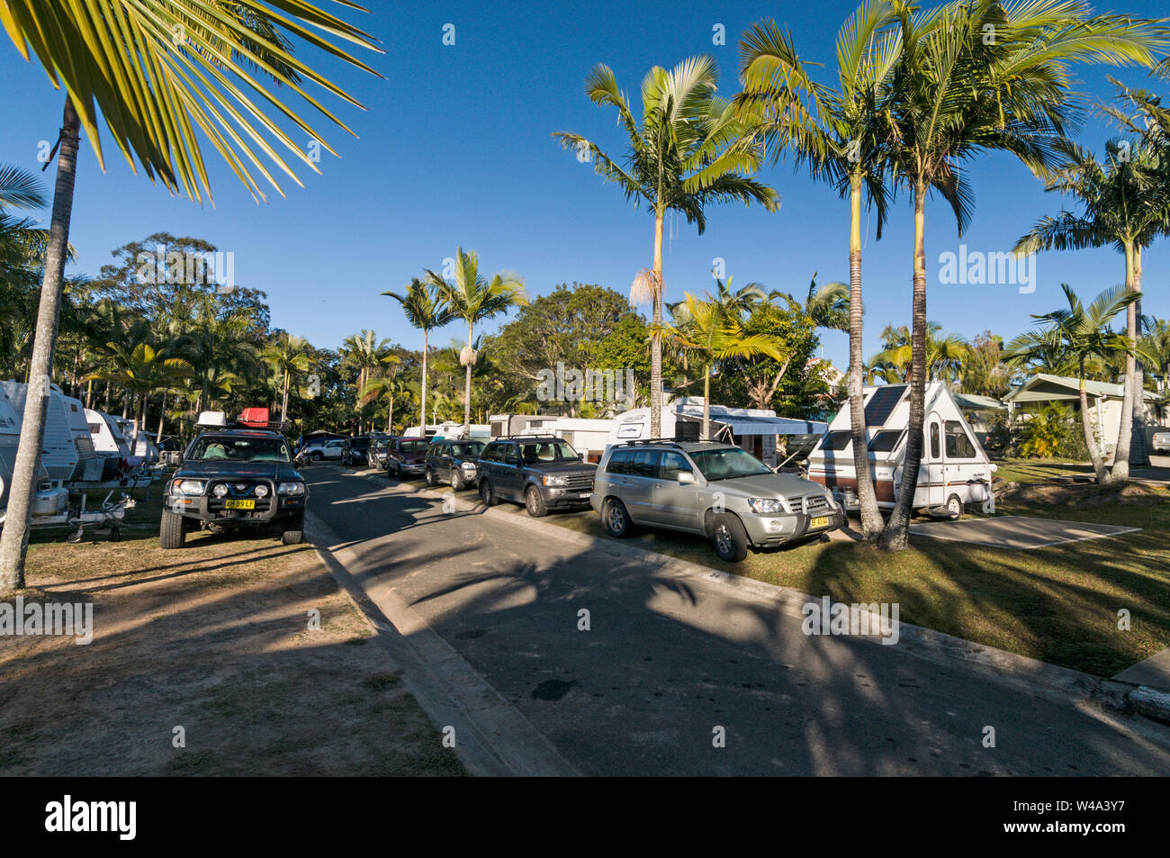 Noosa Caravan Park a Noosaville vicino a teste di Noosa sulla Sunshine Coast in Queensland, Australia Foto Stock