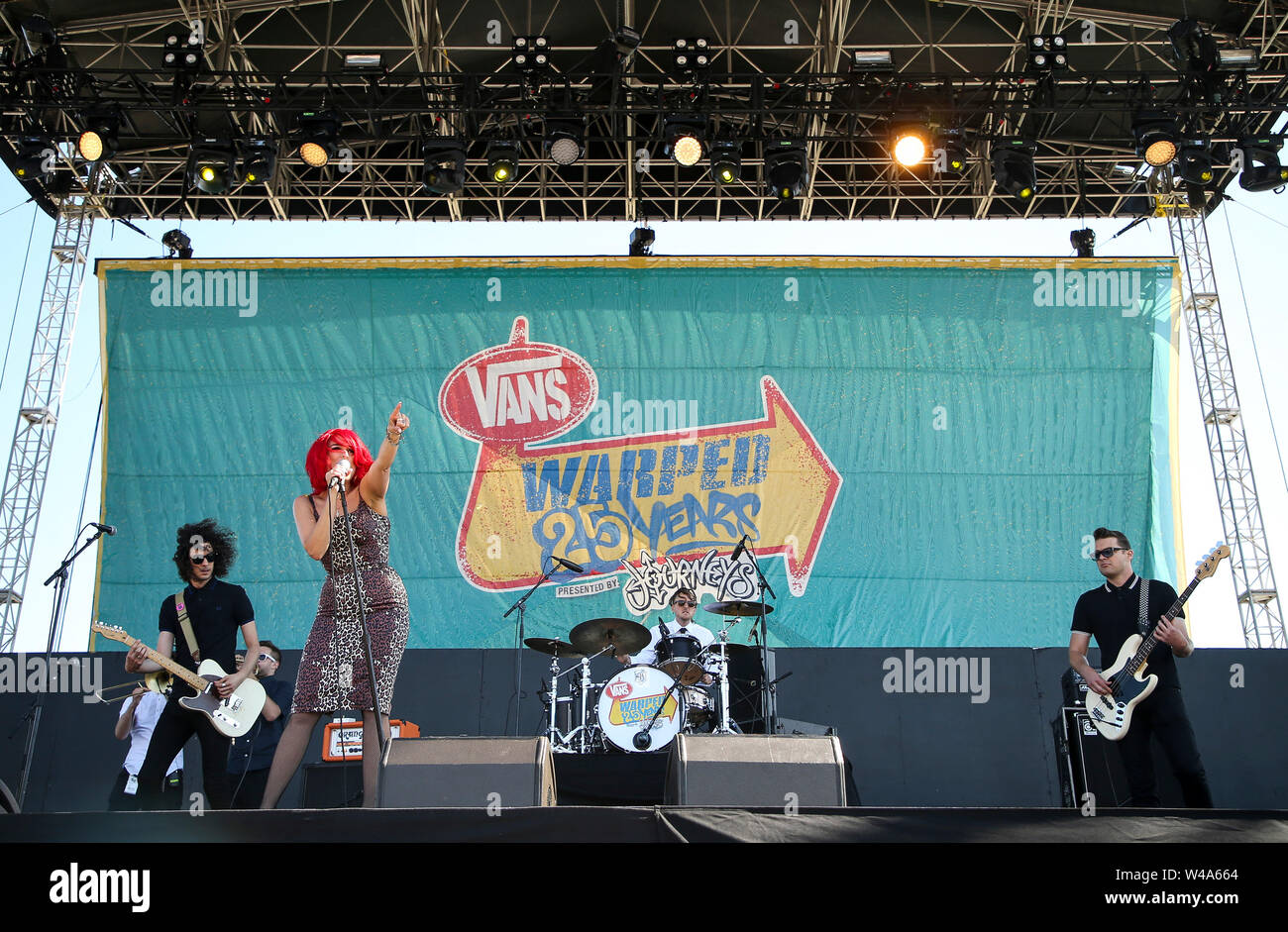 In California, Stati Uniti d'America . Il 20 luglio, 2019. Salvare Ferris compie durante il Vans warped tour venticinquesimo anniversario al litorale anfiteatro sulla luglio 20, 2019 a Mountain View, California. Credito: MediaPunch Inc/Alamy Live News Foto Stock