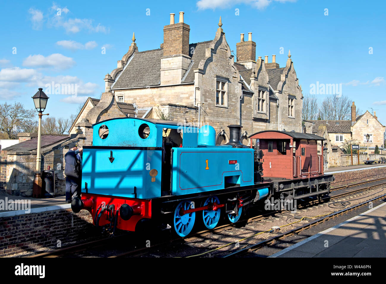 Stazione di Wansford sulla ferrovia storica della valle di Nene nel Regno Unito di Cambridgeshire Foto Stock