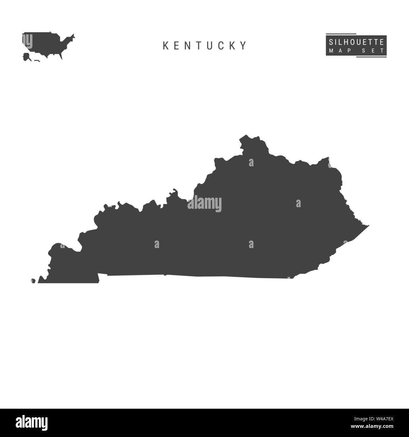 Kentucky stato usa il vettore vuoto mappa isolati su sfondo bianco. High-Detailed silhouette nera Mappa del Kentucky. Illustrazione Vettoriale