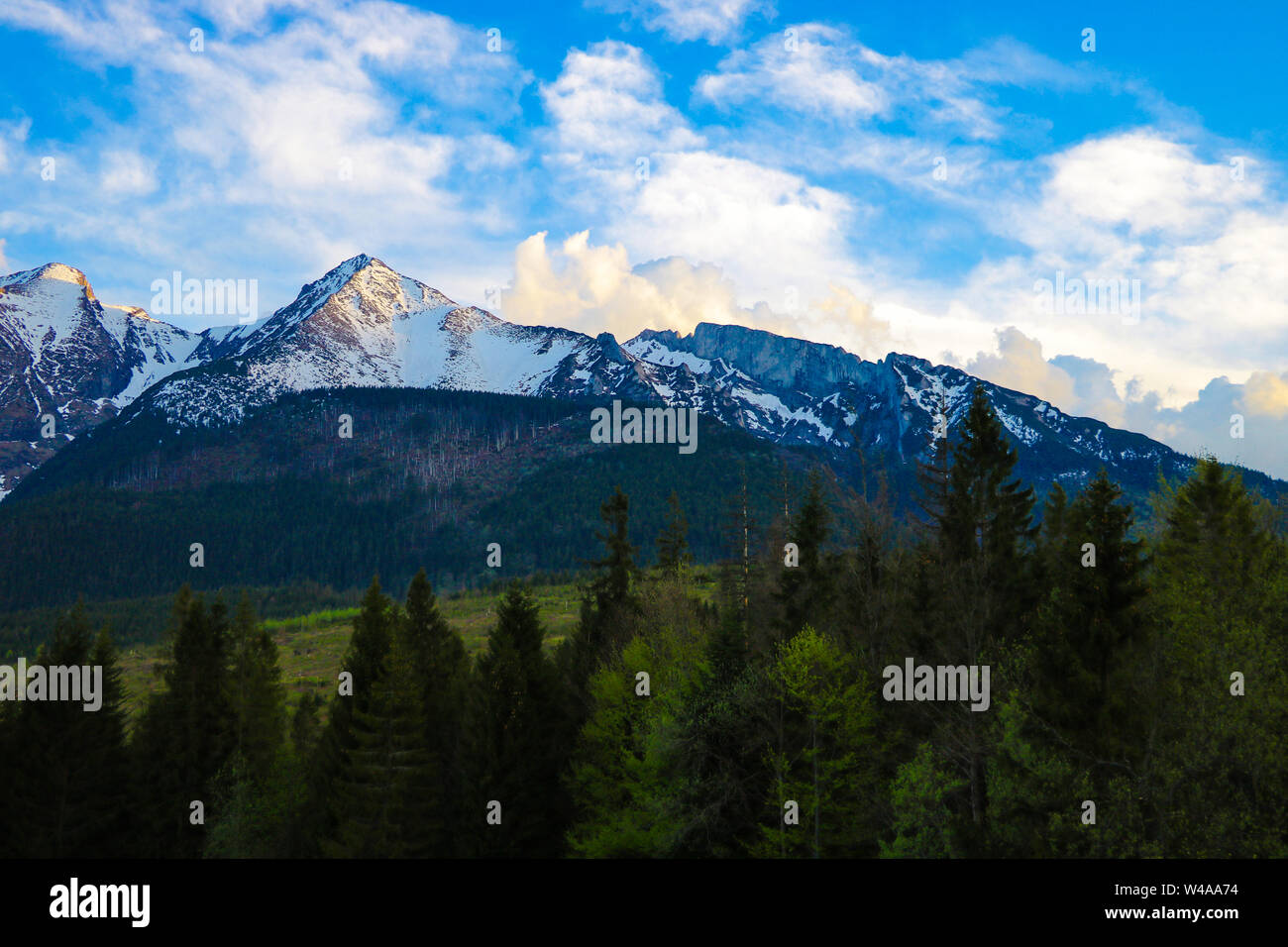 Vista dei Tatra mounains.monti Tatra in mattinata Foto Stock