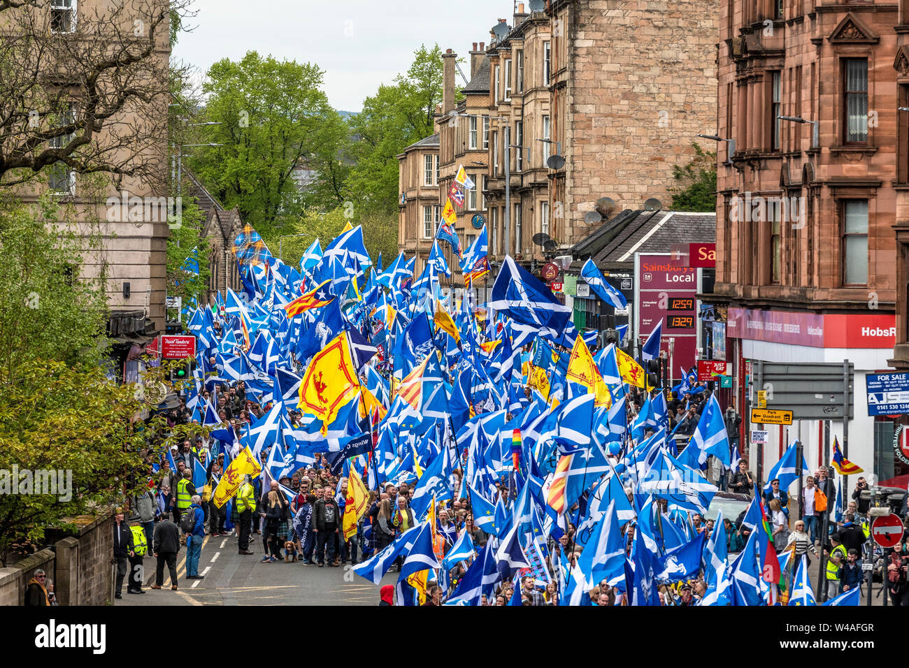 Glasgow, Tutti sotto uno striscione indipendenza marzo - 2019 Foto Stock