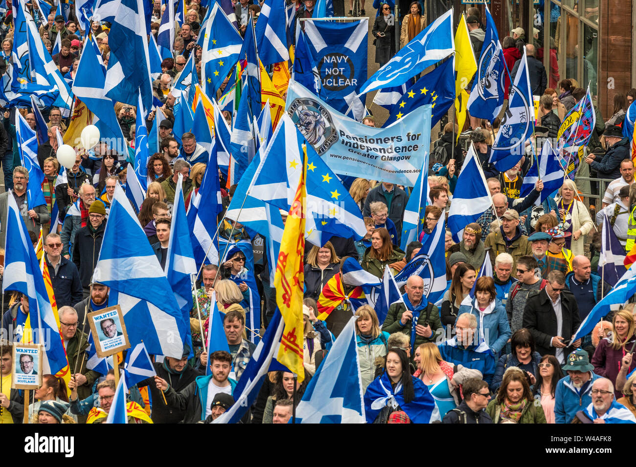 Glasgow, Tutti sotto uno striscione indipendenza marzo - 2019 Foto Stock