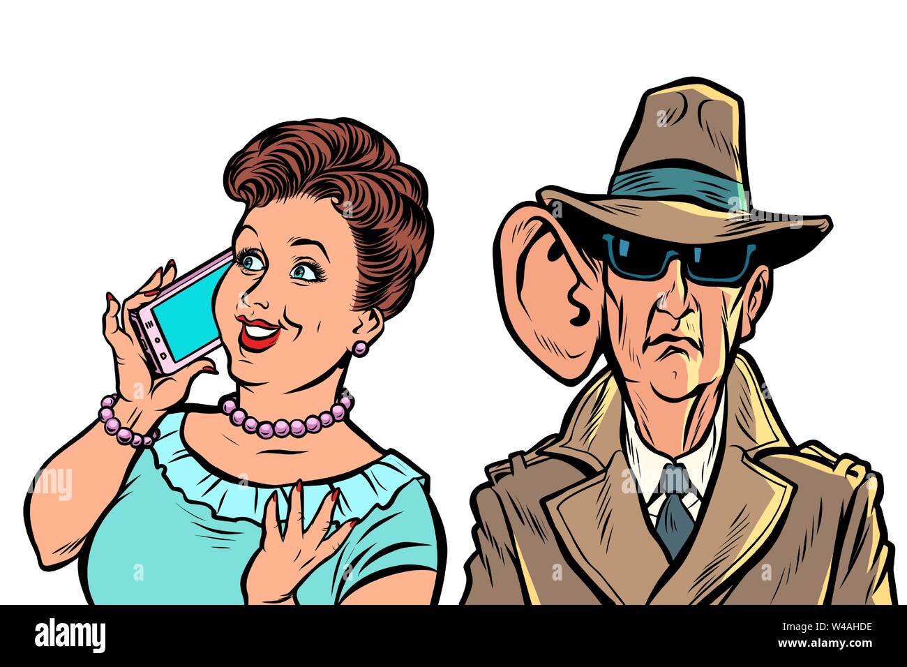 I servizi segreti di stato intercettare le conversazioni telefoniche dei cittadini Illustrazione Vettoriale