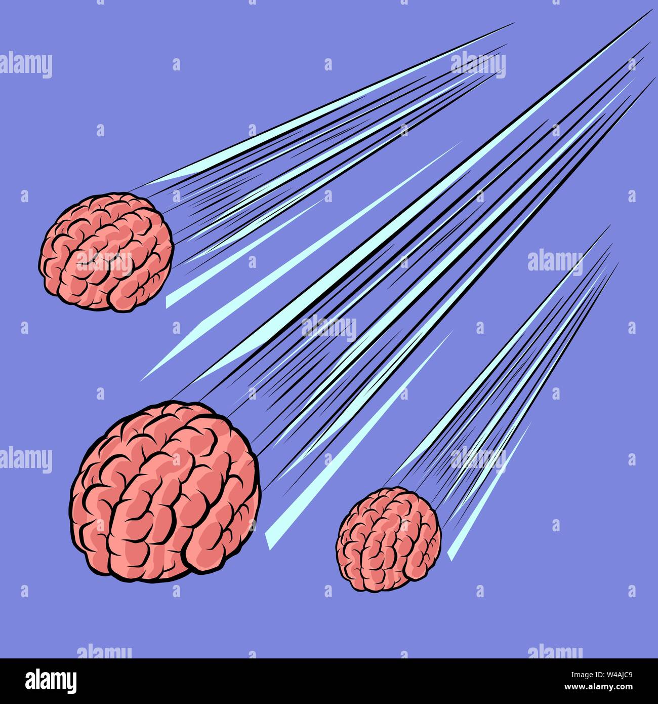 Cervello meteor. L'intelligenza della mente umana Illustrazione Vettoriale