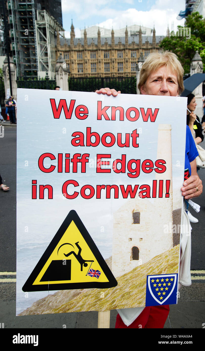Anti Brexit e anti- Boris dimostrazione Luglio 20th. Cornish contestatori. Foto Stock