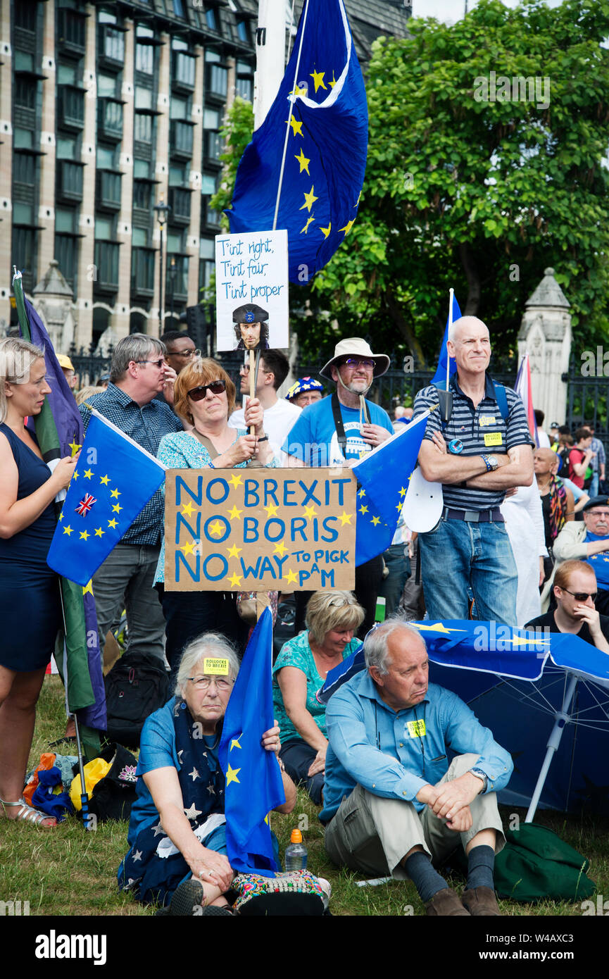 Anti Brexit e anti- Boris dimostrazione xx luglio Foto Stock