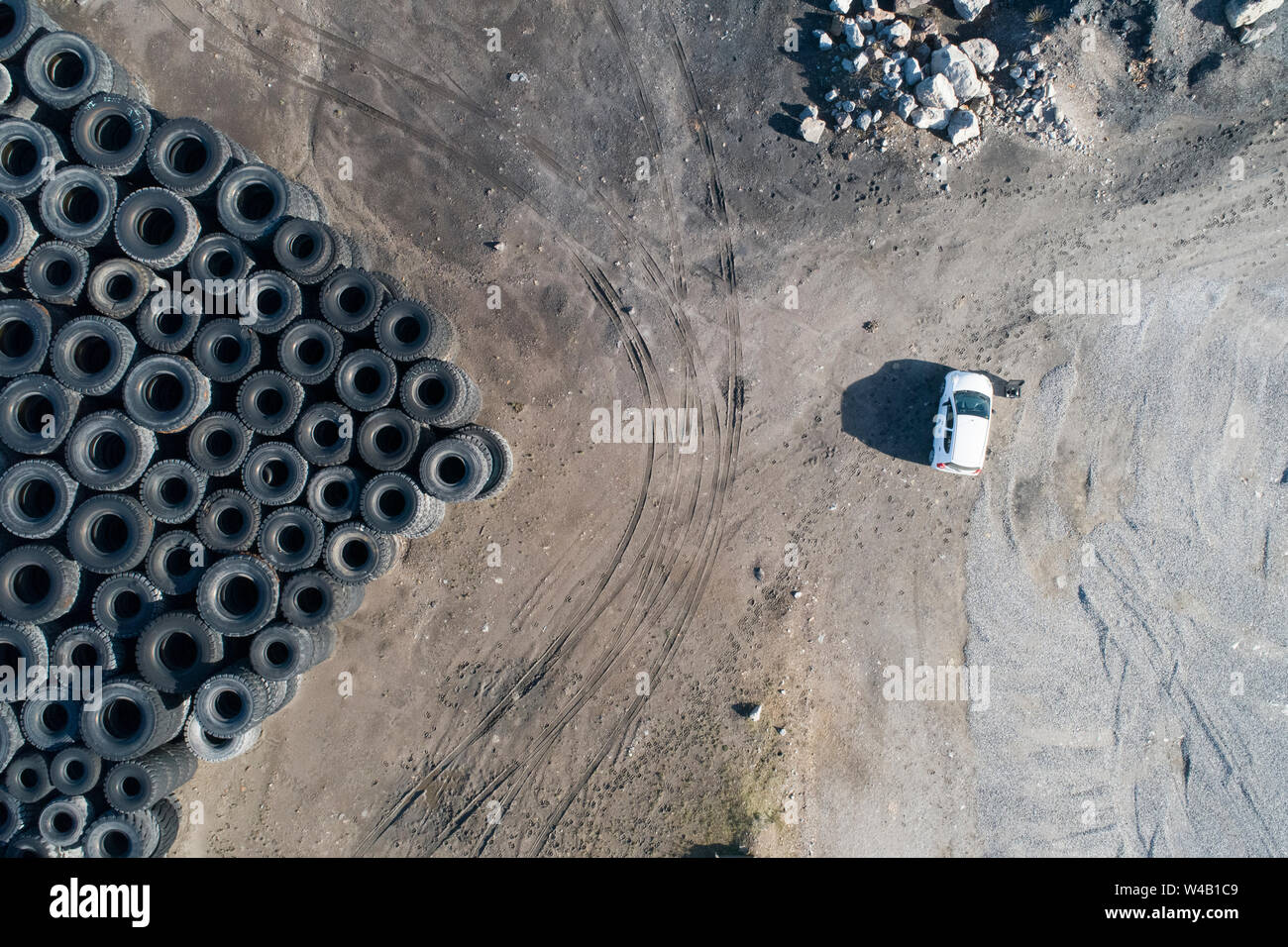 Cimitero di ruote da vista aerea Foto Stock