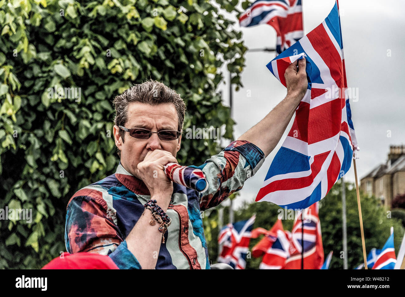 Galashiels, tutti sotto uno striscione indipendenza marzo - 2019 Foto Stock