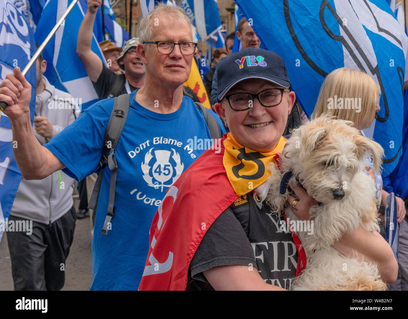 Galashiels, tutti sotto uno striscione indipendenza marzo - 2019 Foto Stock