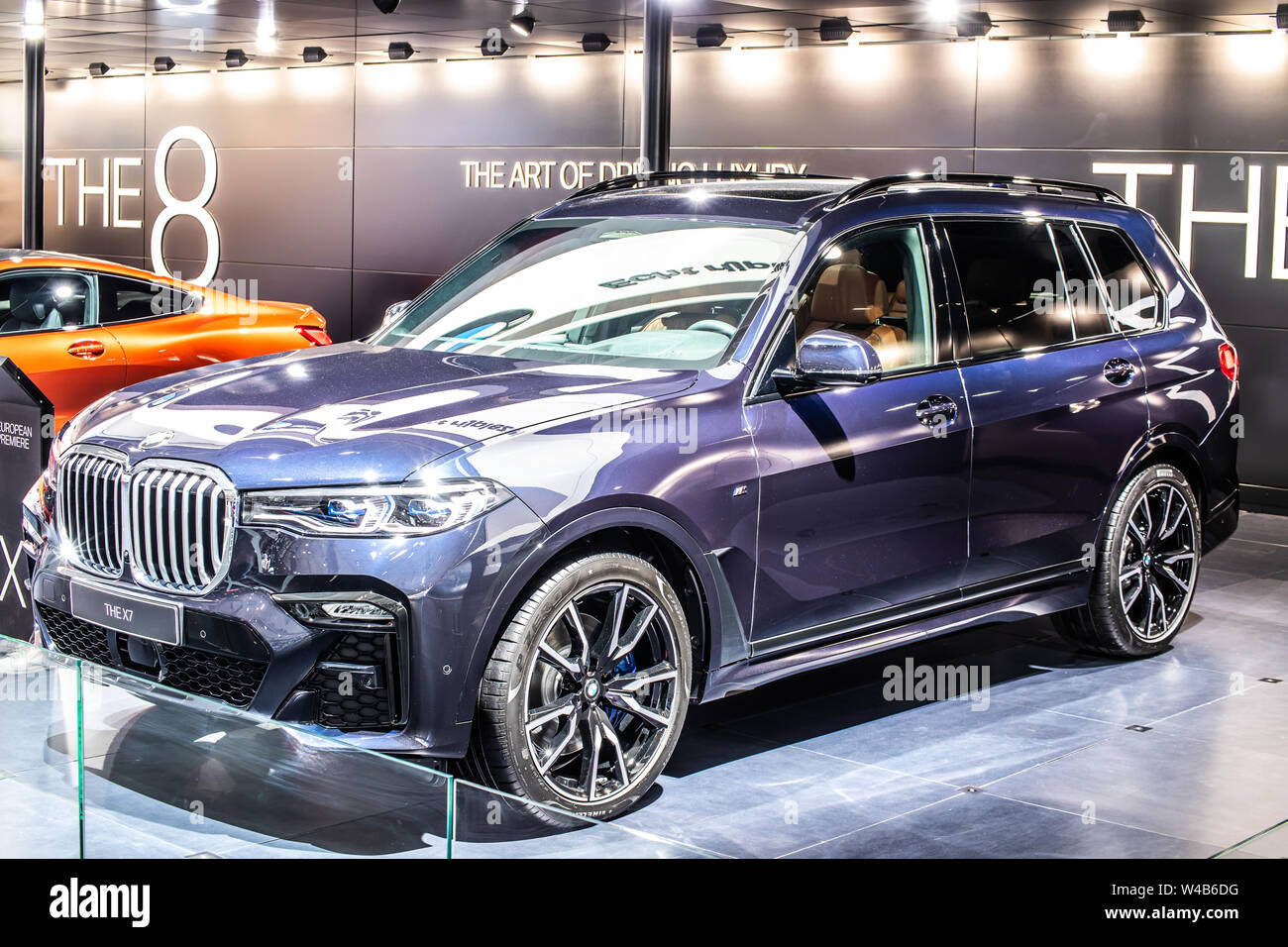Bruxelles, Belgio, Jan 2019 tutti i nuovi BMW X7 produzione di auto, Bruxelles Motor Show, G07 full-size SUV di lusso fabbricati e commercializzati dalla BMW Foto Stock
