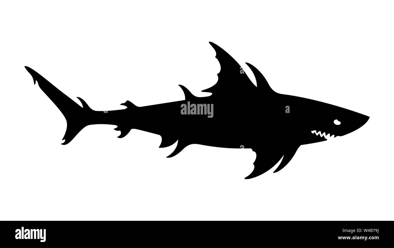 Megalodon, squalo gigante, il mostro marino, mutante acquatico, Pericolo creatura del mondo sottomarino. Illustrazione Vettoriale