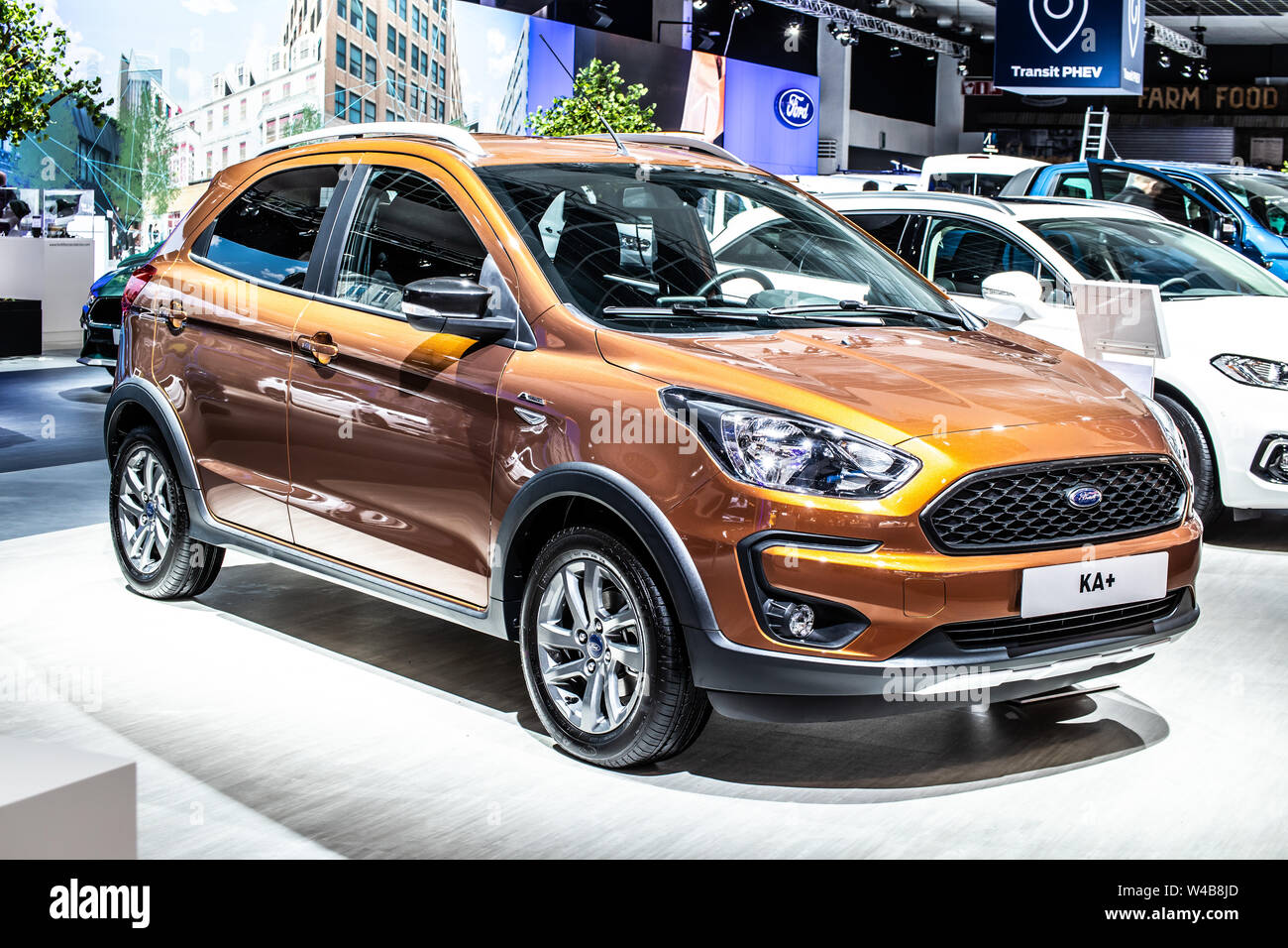 Bruxelles, Belgio, Jan 2019: Ford Ka+ a Bruxelles Motor Show di terza generazione, prodotta dalla multinazionale americana automobilistico Ford Motor Company Foto Stock