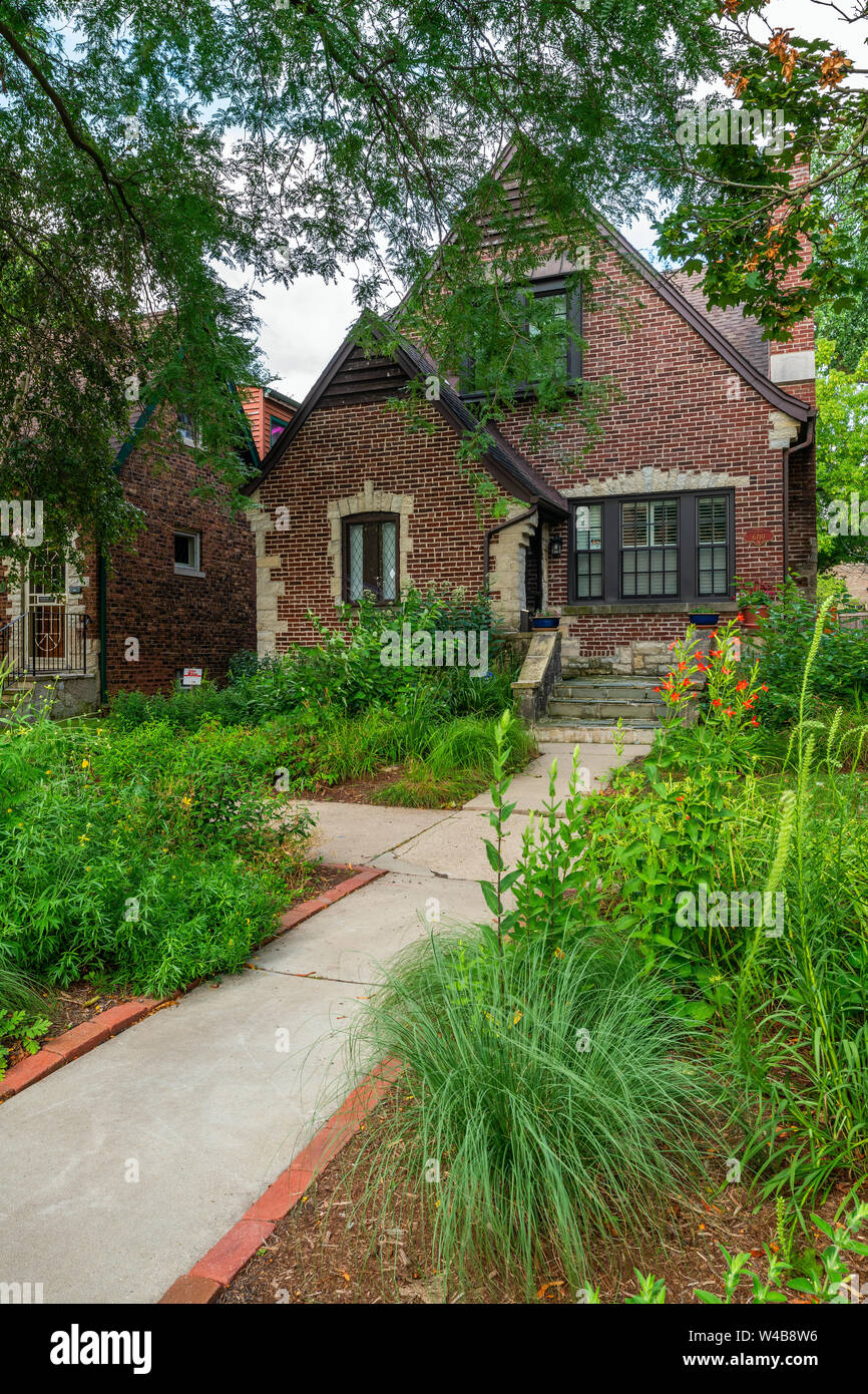 Pianta nativa giardino in Rogers Park quartiere Foto Stock