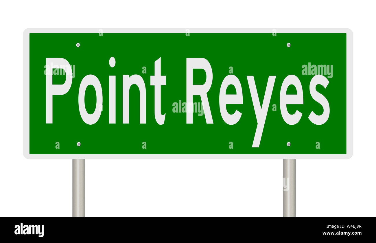 Il rendering di un verde autostrada segno di Point Reyes in California Foto Stock Il rendering di un verde autostrada segno di Point Reyes in California Foto Stock