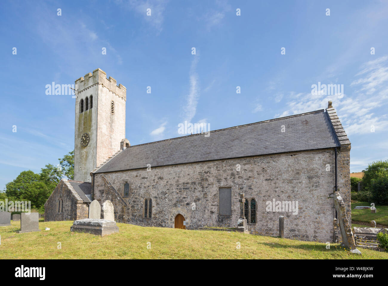Saint James Church, Manorbier, Pembrokeshire, South Wales, Regno Unito Foto Stock
