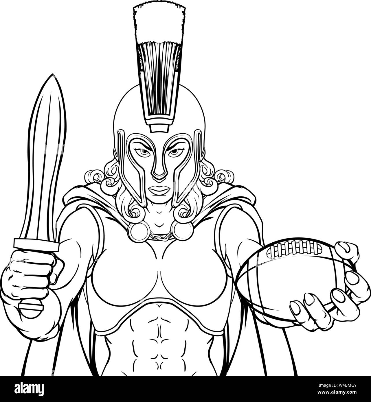 Spartan Trojan Gladiator calcio donna guerriero Illustrazione Vettoriale