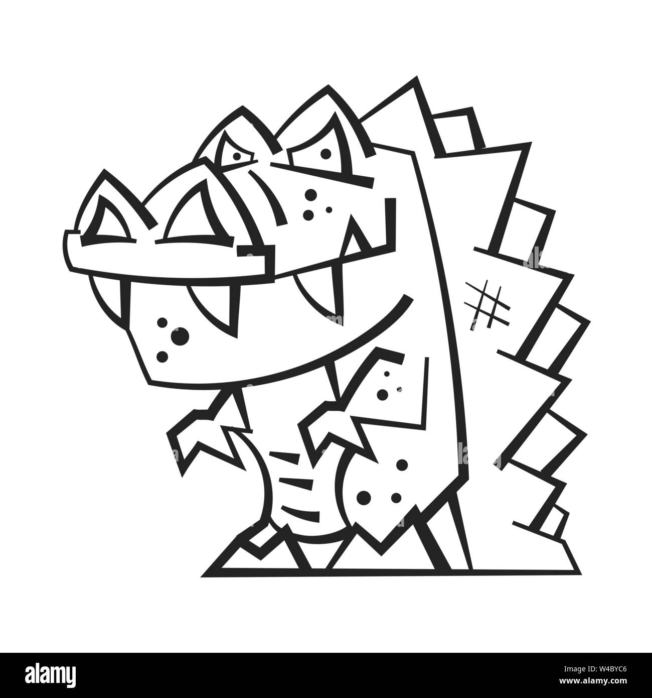 Pagina da colorare per i bambini e gli adulti e carino illustrazione del coccodrillo Illustrazione Vettoriale