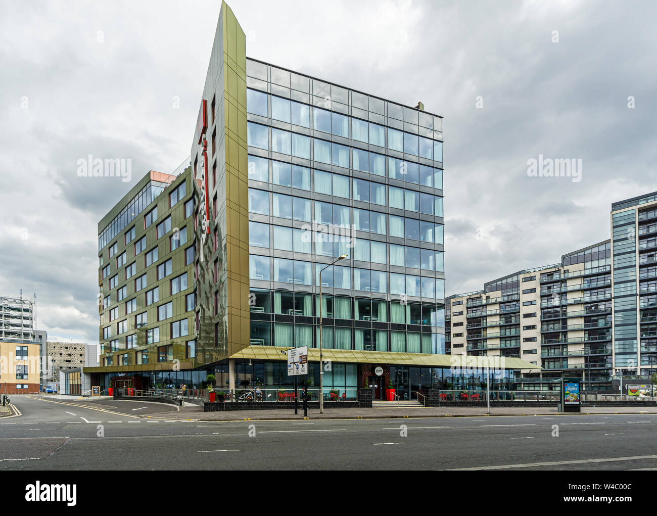 Nuovo hotel Radisson rosso nel Tunnel Street off Finnieston Quay a Glasgow Scozia Scotland Foto Stock