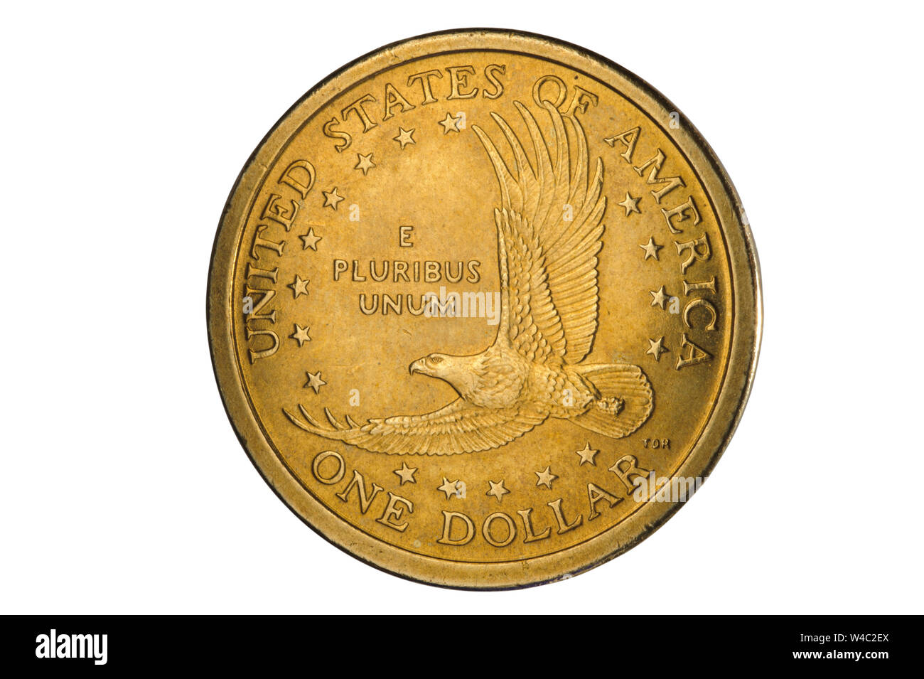 Un dollaro moneta nel dettaglio isolato Foto Stock