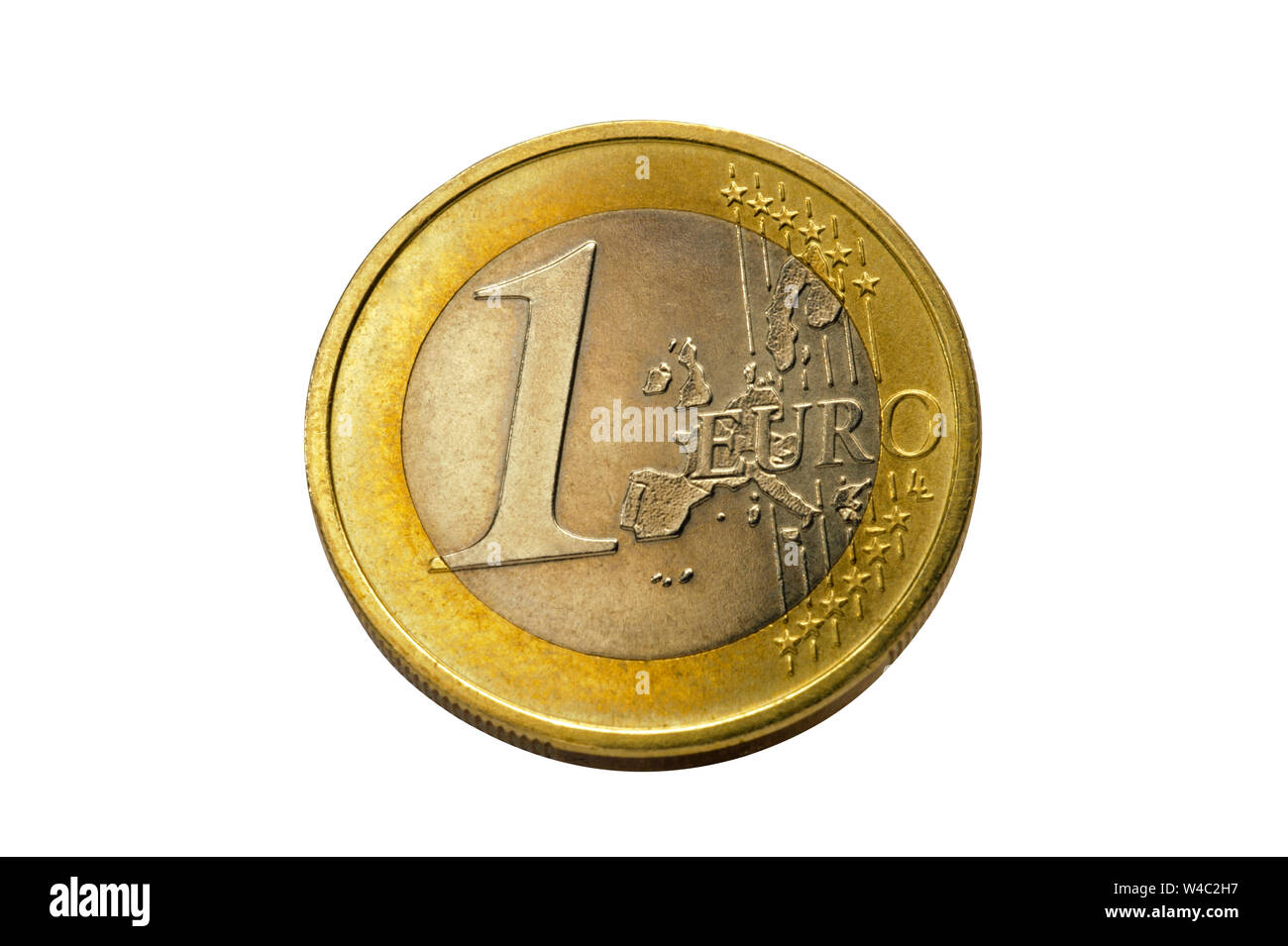 Un Euro moneta nel dettaglio isolato Foto Stock