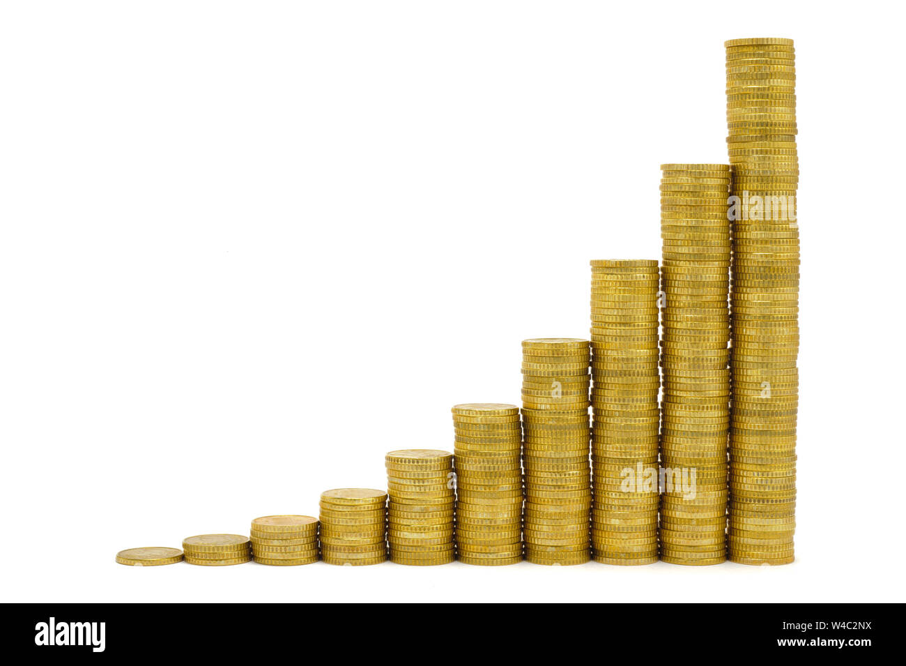 Impilate le monete euro mostra grafico di successo Foto Stock