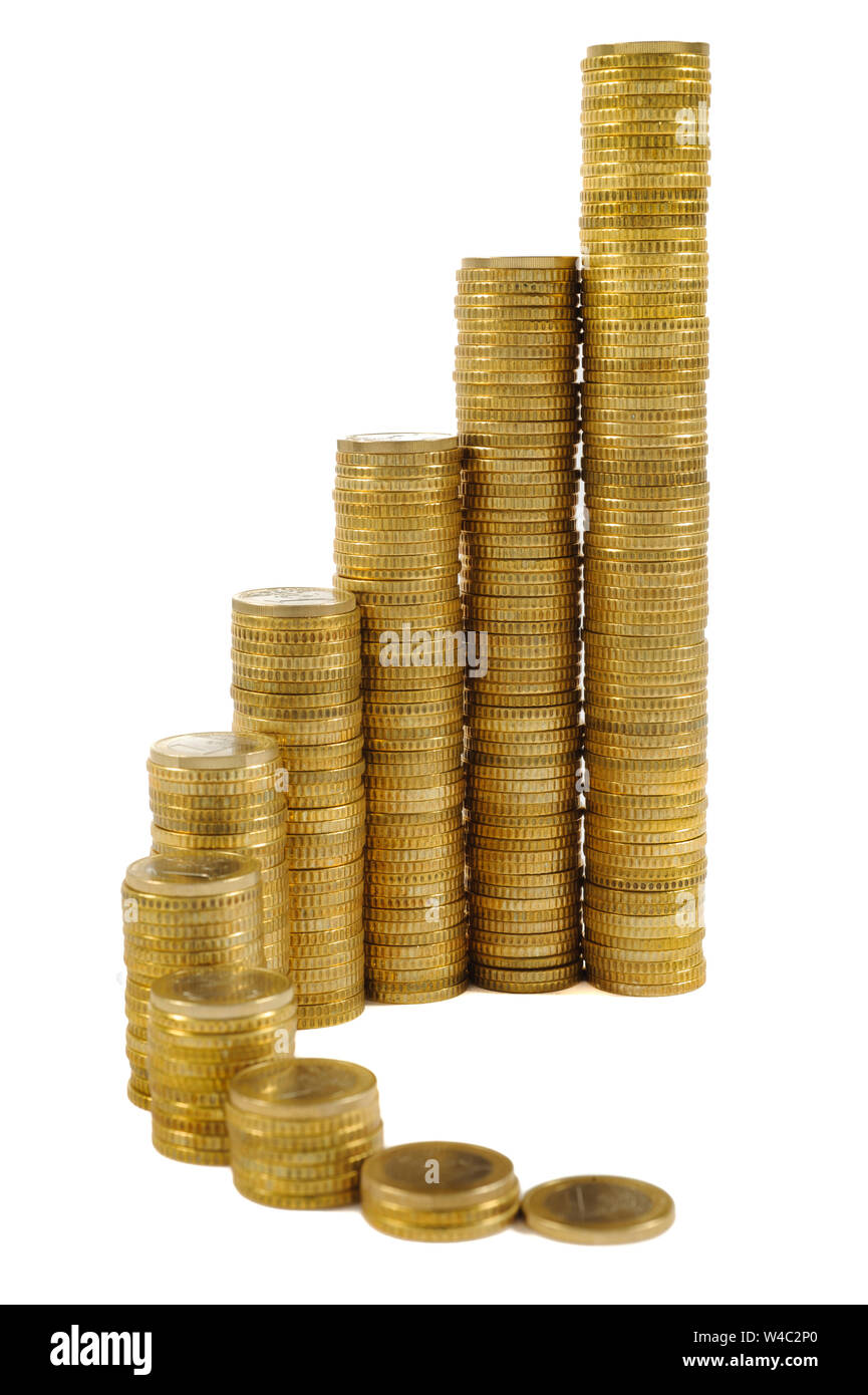 Impilate le monete euro mostra grafico di successo Foto Stock