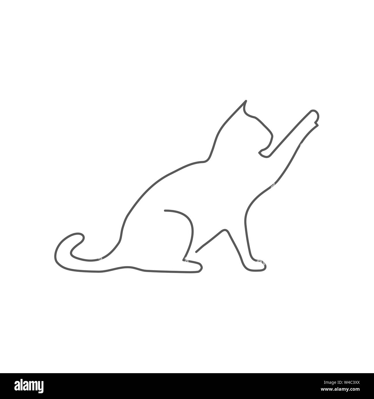 Gatto un disegno della linea su bianco Illustrazione Vettoriale