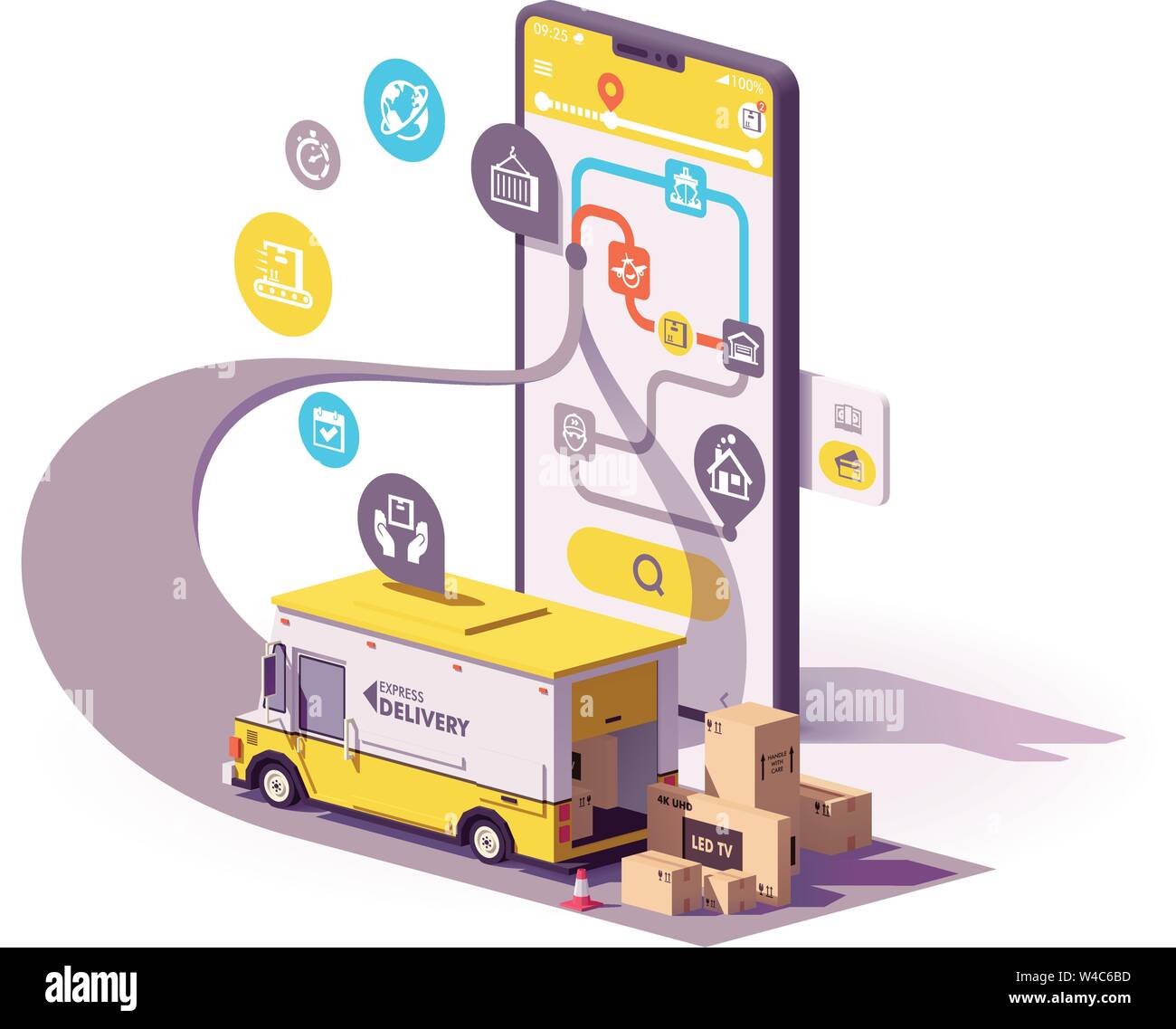 Vettore del servizio di consegna app illustrazione Illustrazione Vettoriale