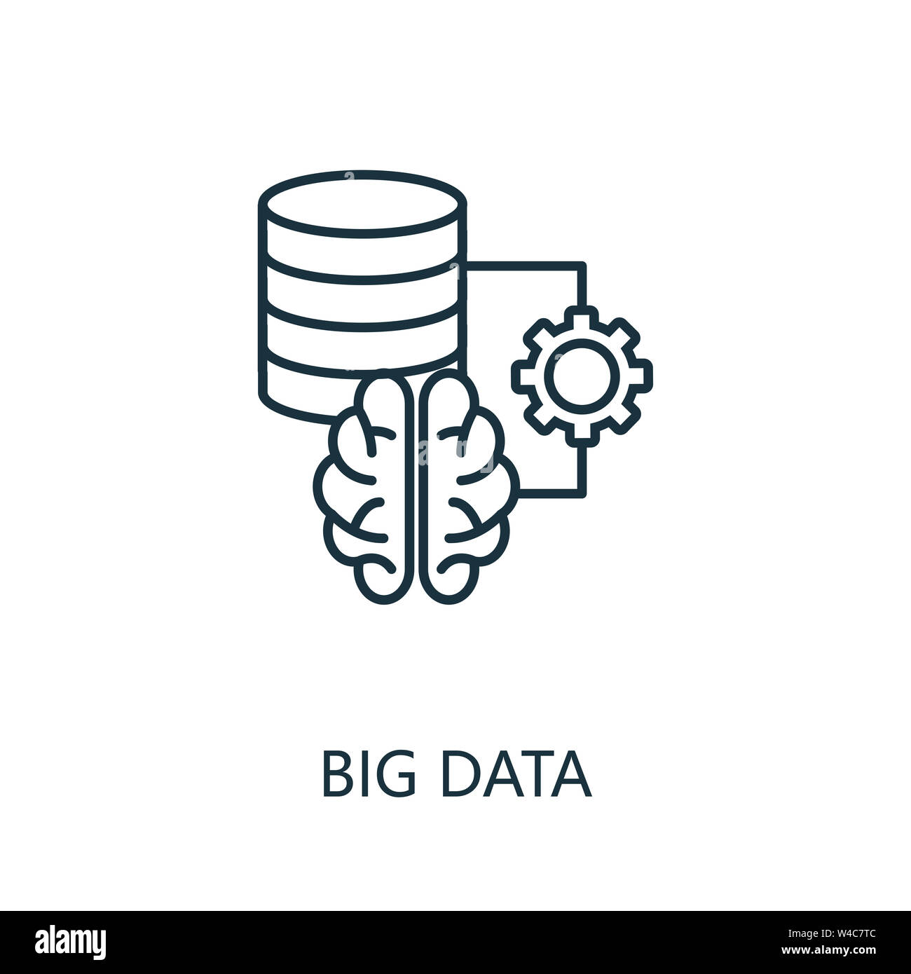 Icona sottile Big Data. Design semplice e creativo dalla collezione di icone di intelligenza artificiale. Delineate l'icona dei big data per il web design e le app mobili Foto Stock
