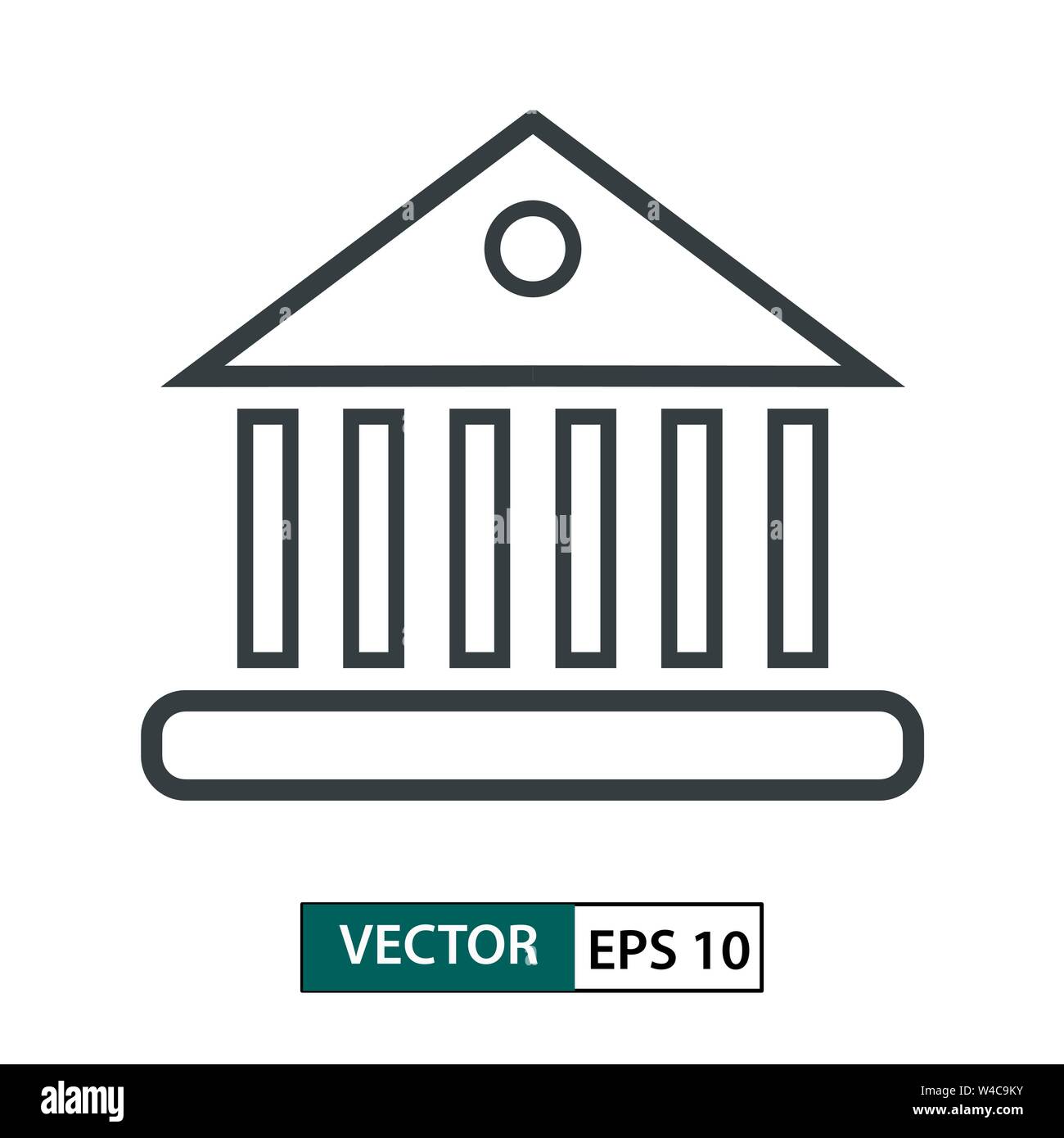 Banca, icona Home vettore. Lo stile della linea. Isolato su sfondo bianco. Illustrazione vettoriale EPS 10 Illustrazione Vettoriale