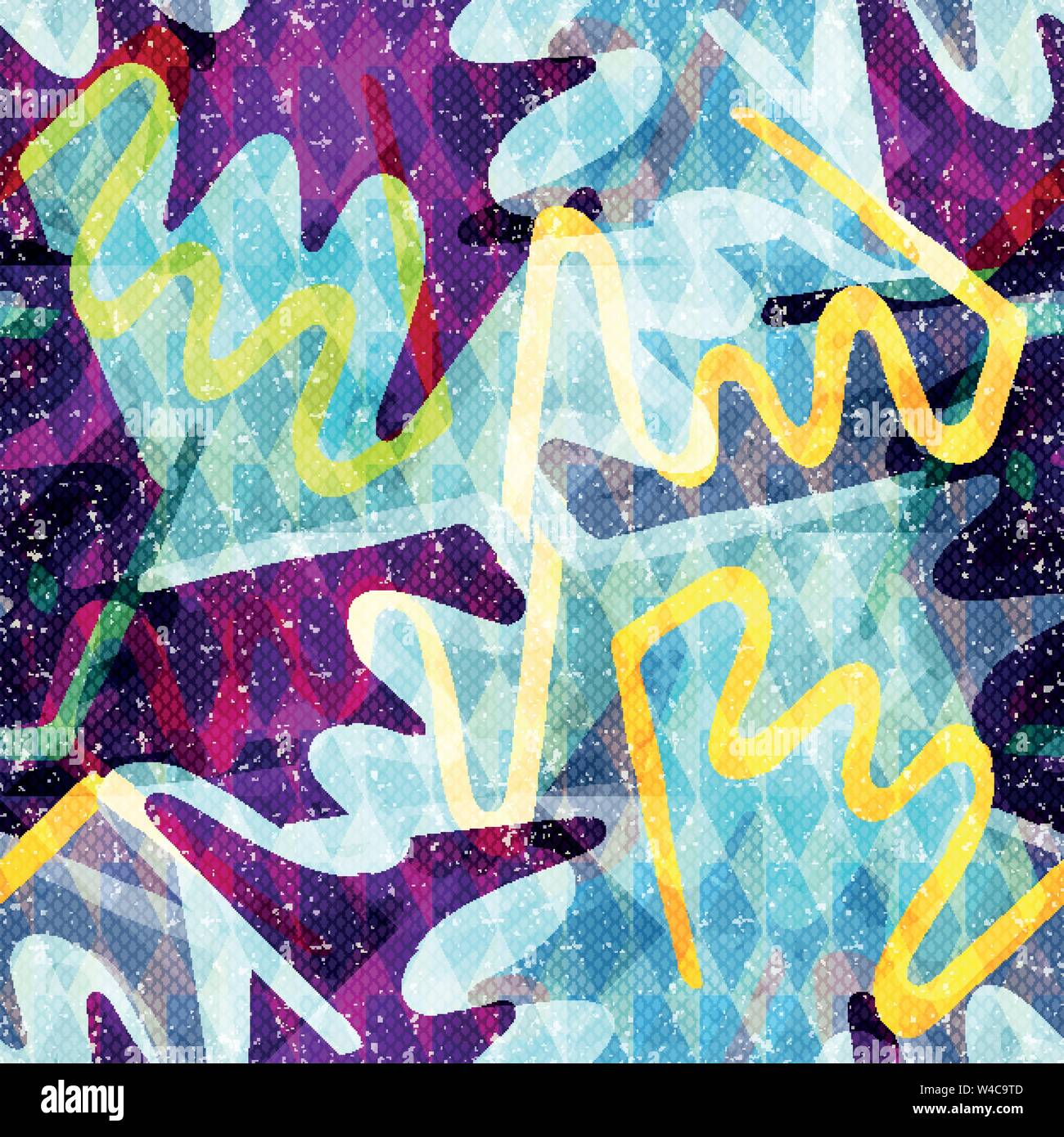 Grunge graffiti colorato modello perfetta illustrazione vettoriale Illustrazione Vettoriale