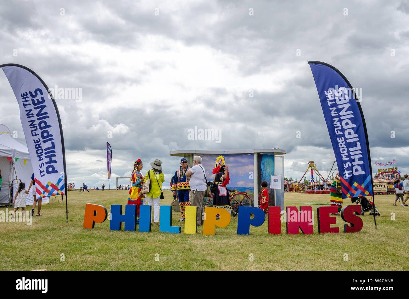 London, Regno Unito - 21 Luglio 2019: il Barrio Fiesta 2019 ha avuto luogo su Apps Corte Agriturismo in Walton-on-Thames. Un festival annuale che celebra il cibo filippino un Foto Stock