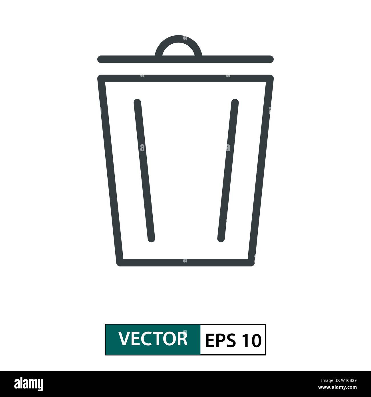 Cestino icona piatta vettore. Lo stile della linea. Isolato su sfondo bianco. Illustrazione vettoriale EPS 10 Illustrazione Vettoriale