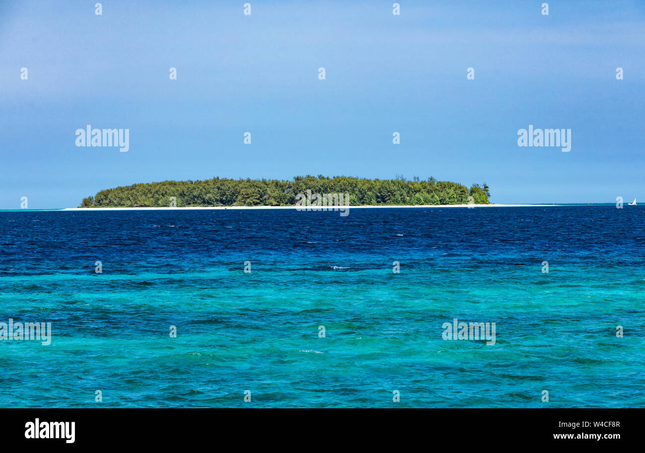 Mnemba Island costa vicino a Unguja aka Zanzibar Tanzania Africa orientale Foto Stock