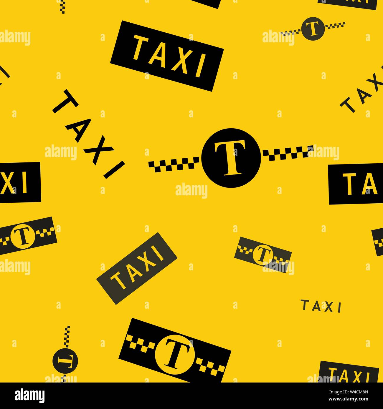 Simboli dei taxi. Nero e Giallo sfondo senza giunture Illustrazione Vettoriale