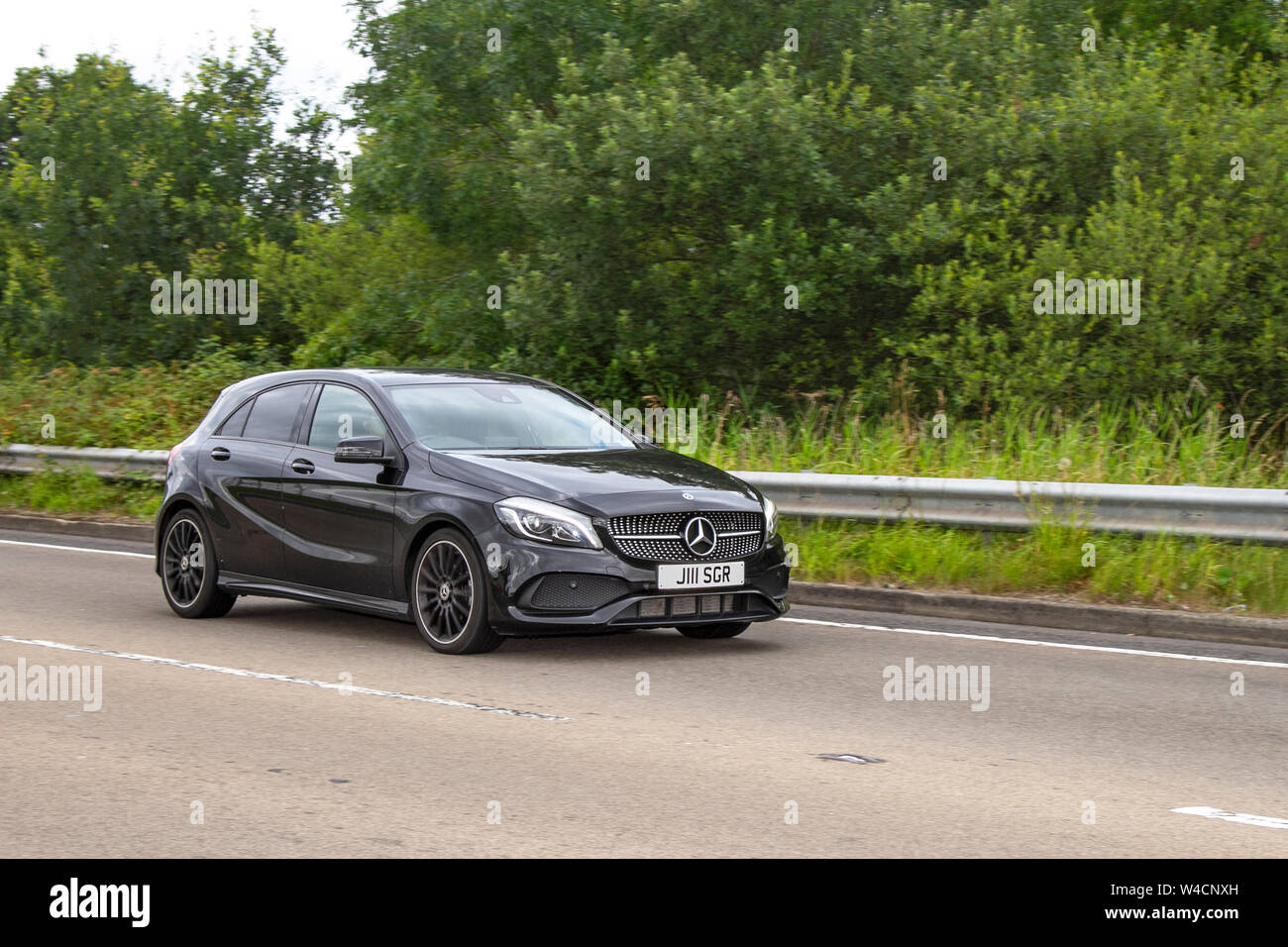 2017 Nero Mercedes-Benz 180 D Amg La Linea Premium; Tram Domenica 2019; Un Festival Dei Trasporti Svoltasi Nella Cittadina Balneare Di Fleetwood, Nel Lancashire, Regno Unito Foto Stock - Alamy