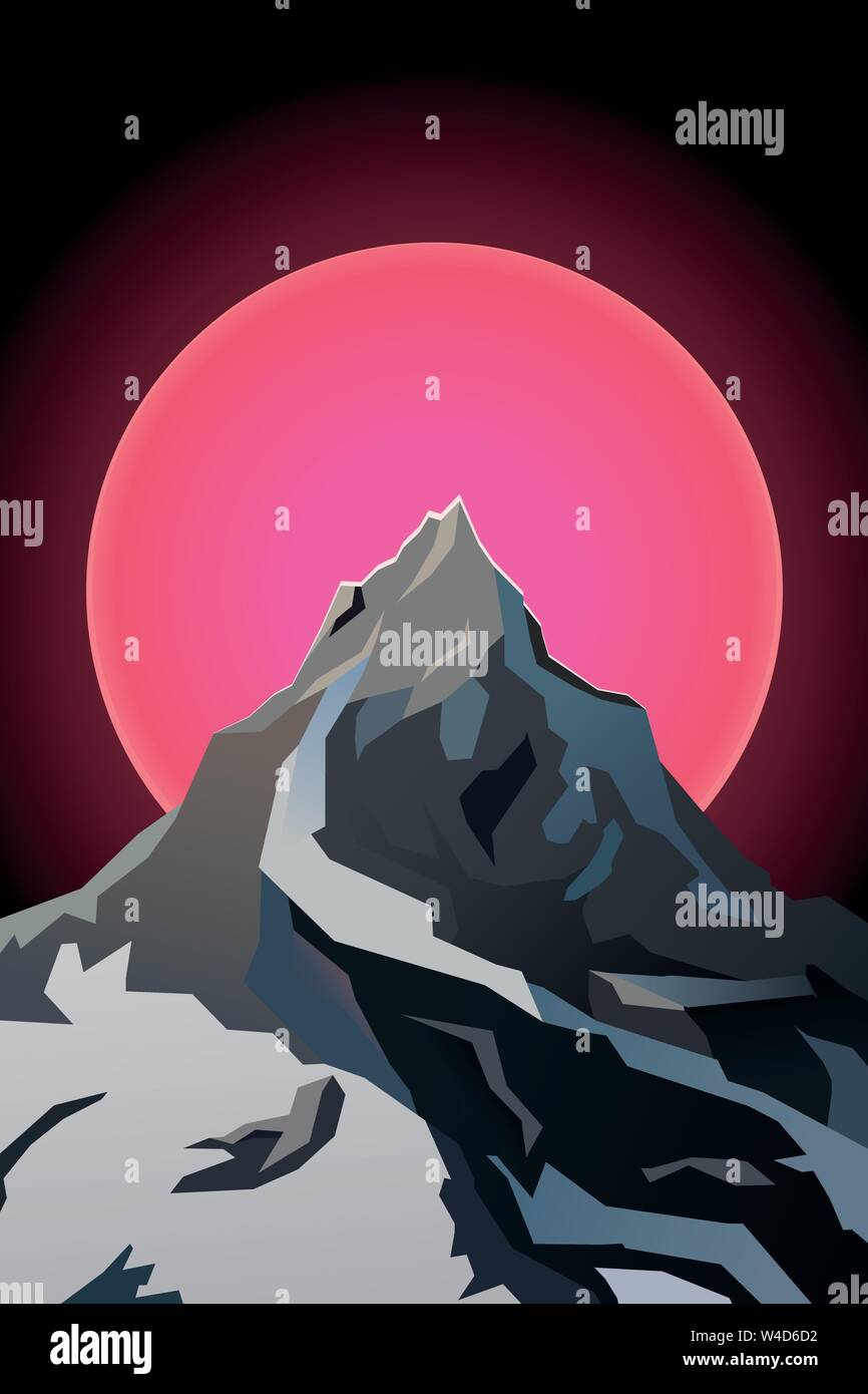Paesaggio futuristico sfondo del picco di montagna Illustrazione Vettoriale