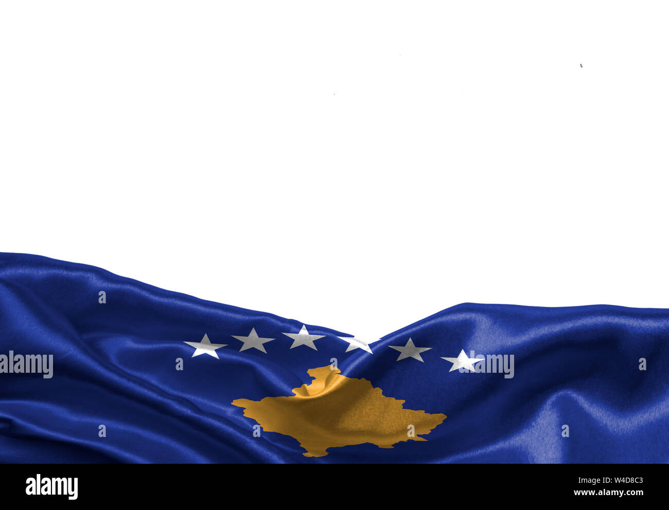 Bandiera del Kosovo isolato su sfondo bianco con posto per il vostro testo. Foto Stock
