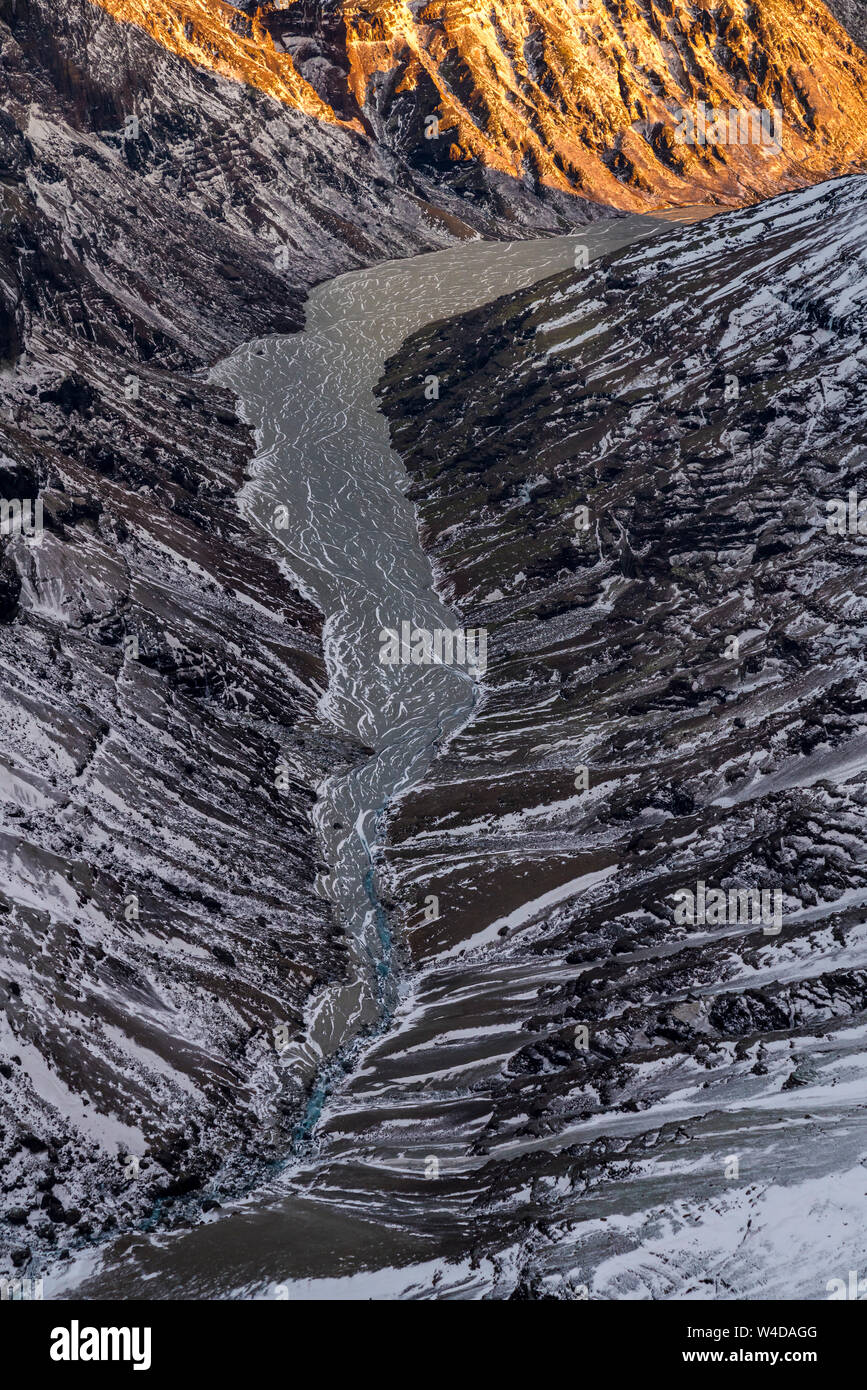 Fiume, Morsarjokull ghiacciaio Vatnajokull calotta di ghiaccio, Vatnajokull National Park, Islanda Foto Stock