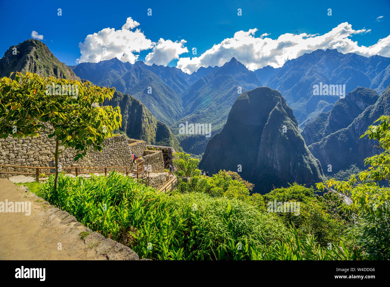 Vista panoramica della città antica - Machu Picchu in Perù Foto Stock