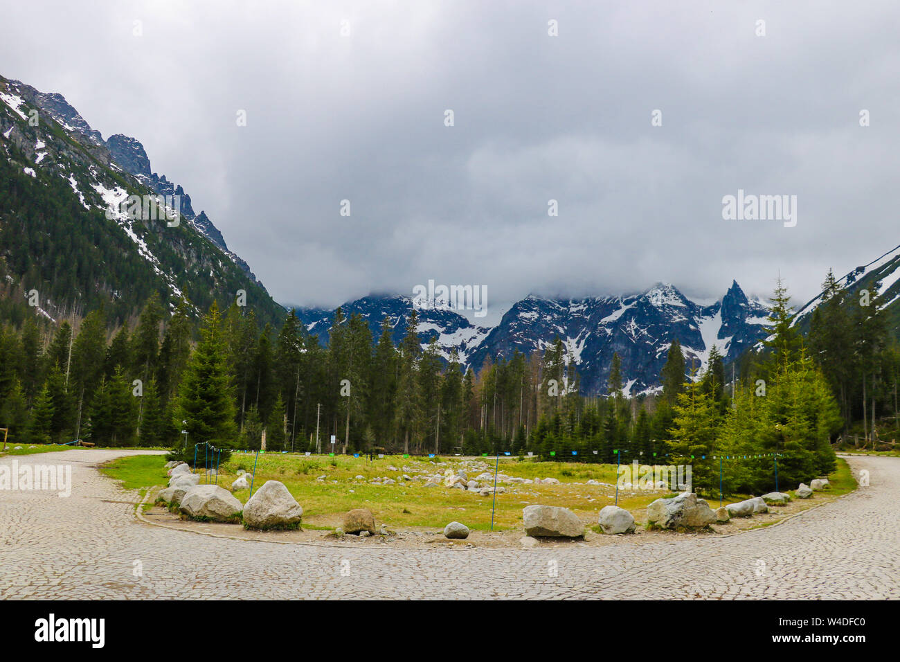 Vista dei Tatra mounains.monti Tatra in mattinata Foto Stock